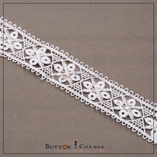 [ALN346 WHITE] Double Side Border Sequence Lace