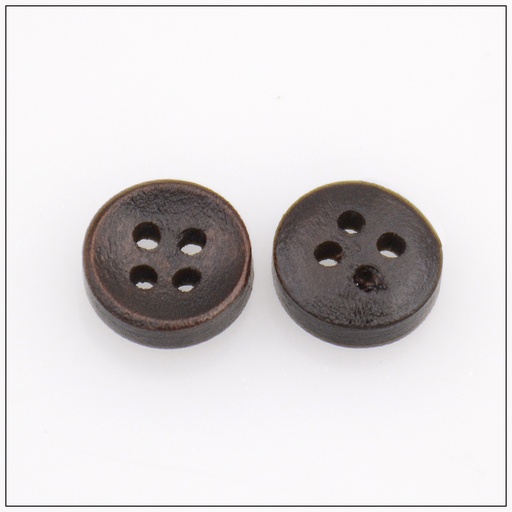 [WB0314-DARK BROWN] Flat 4 Hole Wooden Button