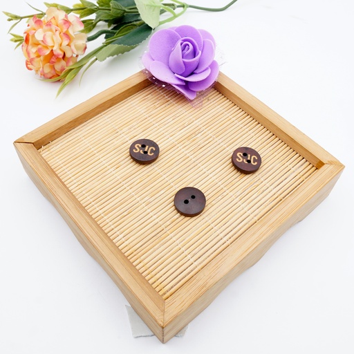 [WB03920 DARK BROWN] Engrave SJC 2 Hole Wooden Button