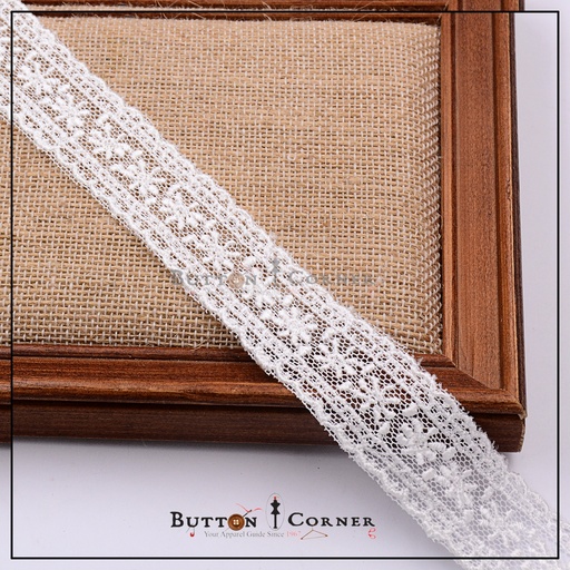 [NL195-WHITE] Double Side Border Embroidery Net Lace