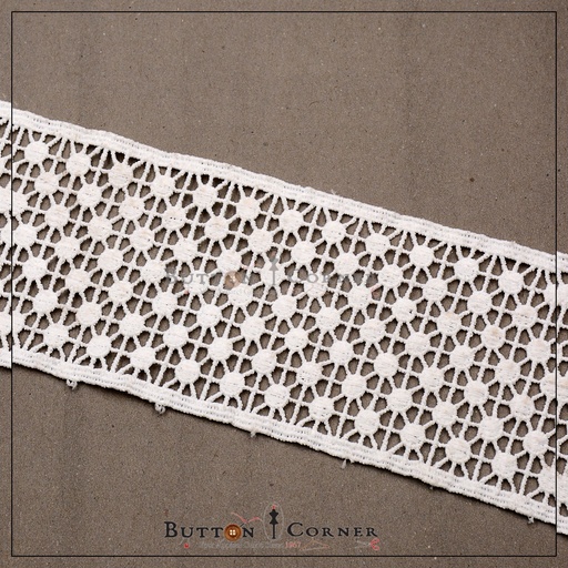 [D9566-WHITE] Double Side Border Shuttle Lace