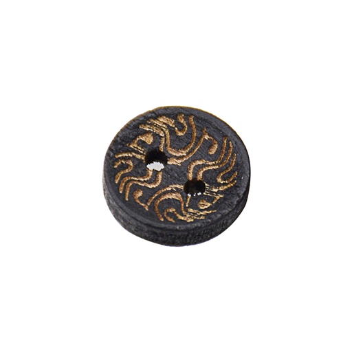 [WB03020 CHOCOLATE BROWN] Tattoo Design 2 Hole Wooden Button