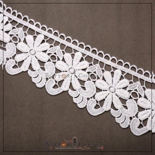 [ALN348 WHITE] One Side Border Shuttle Lace