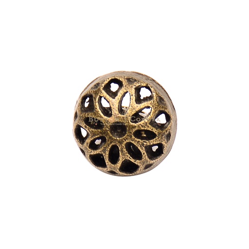 [MBT33 ANTIQUE] Flower Metal Doom Button