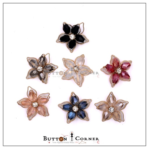 Star Shape Crystal In Wire Fancy Button