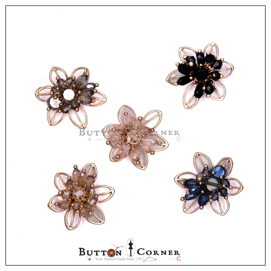 Sunflower Shape Crystal Fancy Button