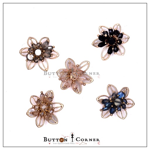 Sunflower Shape Crystal Fancy Button