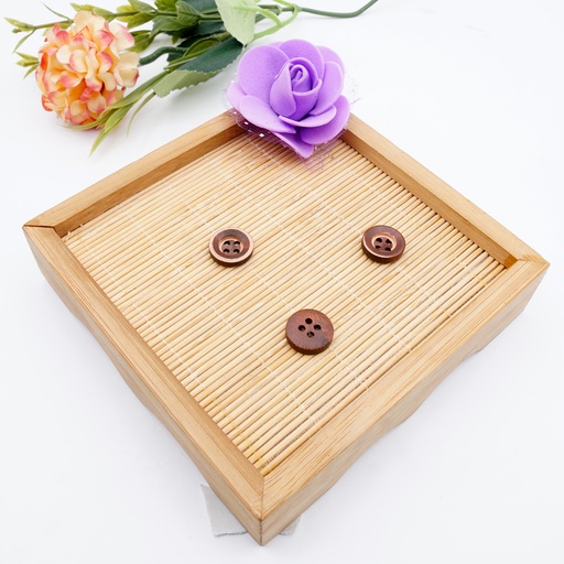 [WB04020 LGT & DRK BRN] Border Outline Deep 4 Hole Wood Button