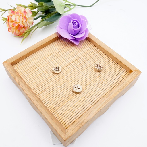 [CB02216 LIGHT BROWN] Engrave Broder 4 Hole Coconut Button