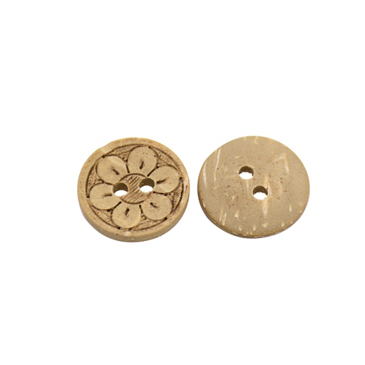 [CB06324 NATURAL BROWN] Engrave Sunflower Coconut Button