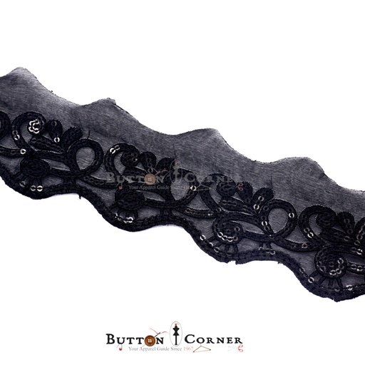 [MYB776-BLACK] Fancy Sequence Net Lace