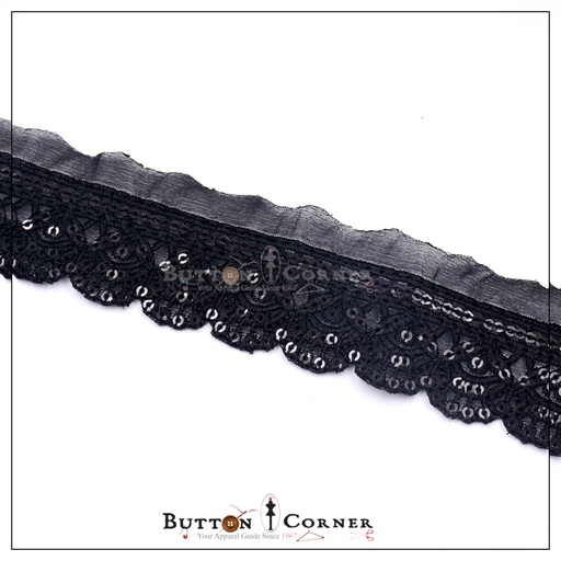 [MYB777 BLACK] Fancy Sequence Net Lace