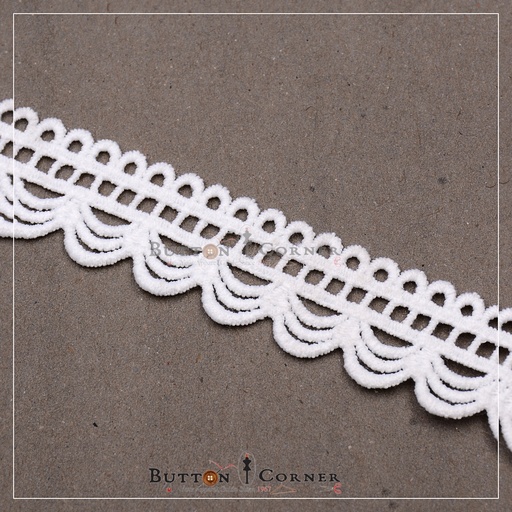 [AL1053-WHITE] One Side Border Shuttle Lace