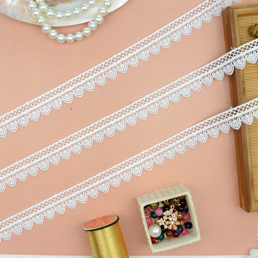 [AL1056/17874-2 WHT] One Side Border Shuttle Lace
