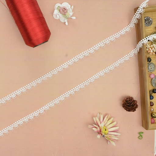 [82972-X1 WHITE] One Side Border Shuttle Lace