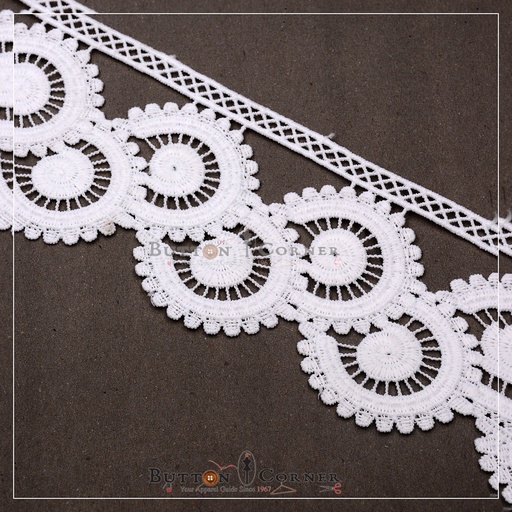 [AL1063-WHITE] One Side Border Shuttle Lace