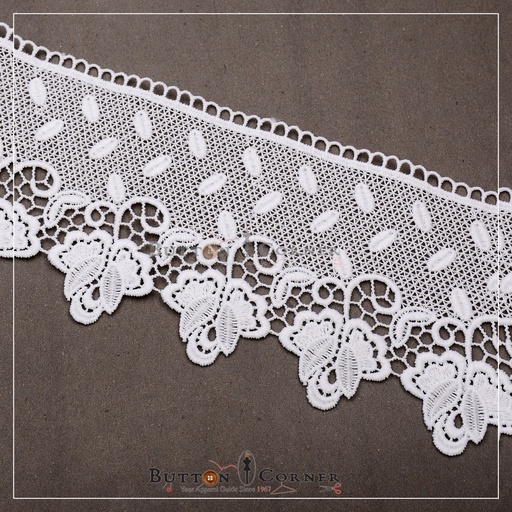 [AL1065-WHITE] One Side Border Shuttle Lace