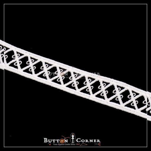 [B6006 WHITE] Double Side Border Shuttle Lace