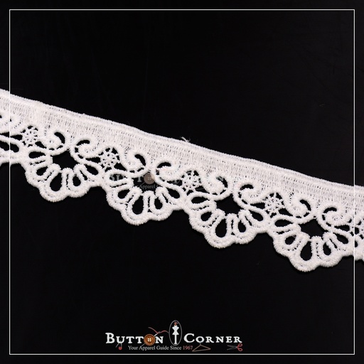 [6015-WHITE] One Side Border Shuttle Lace