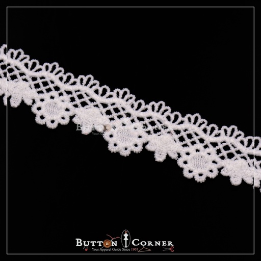 [6013-WHITE] One Side Border Shuttle Lace