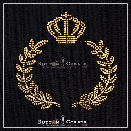 [34025] Crown with Leafs Hotfix Motif