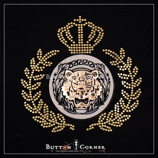 [34026] Crown with Lion Face Hotfix Motif