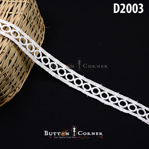 [D2003-WHITE] Double Side Border Shuttle Lace