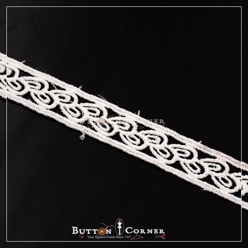 [D9957 WHITE] Double Side Border Shuttle Lace