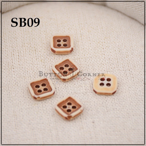 [SB09-BROWN] Square Plastic Shirt Button