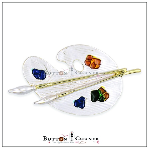 [10119 WHITE MULTI] Artist Plate Brooch