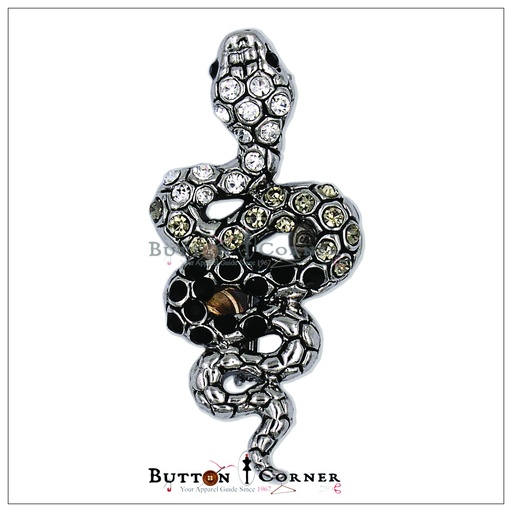 [2994 BLACK GUN BLACK] Cobra Snake Brooch With Diamond