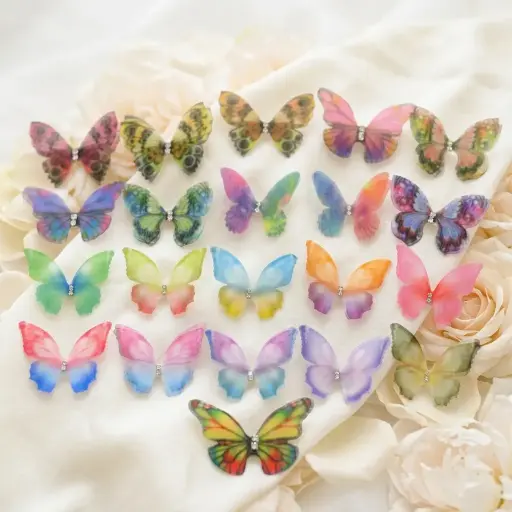 Double-Layer Organza🦋Butterfly with Rhinestone Centre
