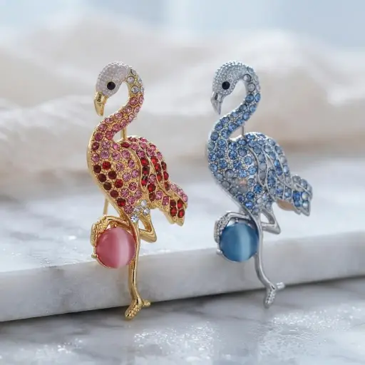 Flamingo🦩With Diamonds Brooch