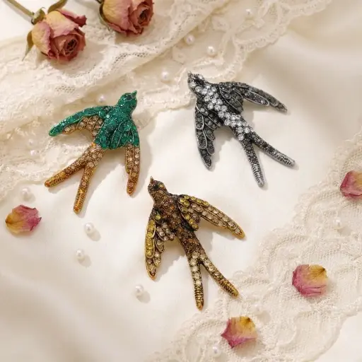 Swallow Brooch with Diamonds