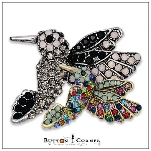 Hummingbird Brooch in Multicolour Crystal Diamonds
