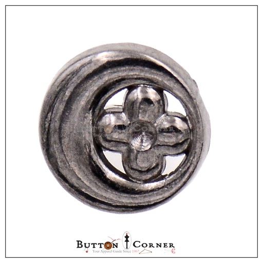[MBT280-GUN METAL] Flower One Side Metal Shirt Button