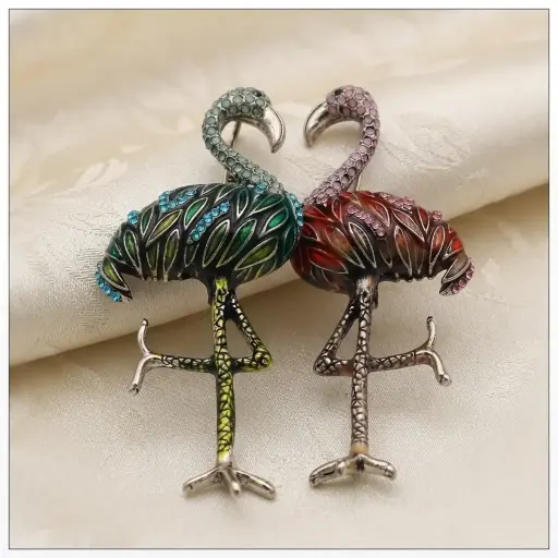 Hand Painted Flamingo Brooch