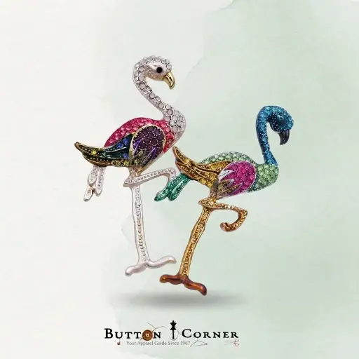 Flamingo With Diamonds Brooch