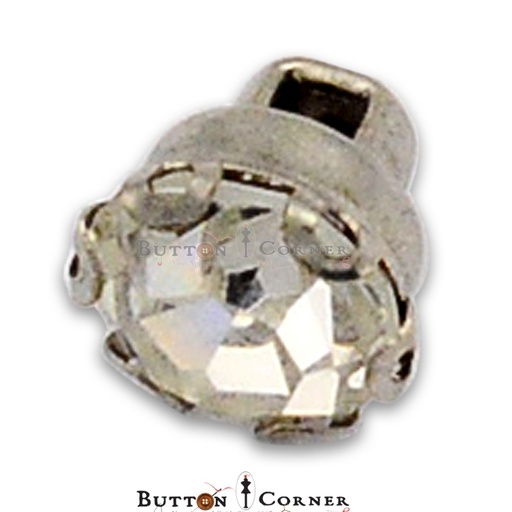 [FB09-SILVER] Diamond Shape Stone Metal Shirt  Button