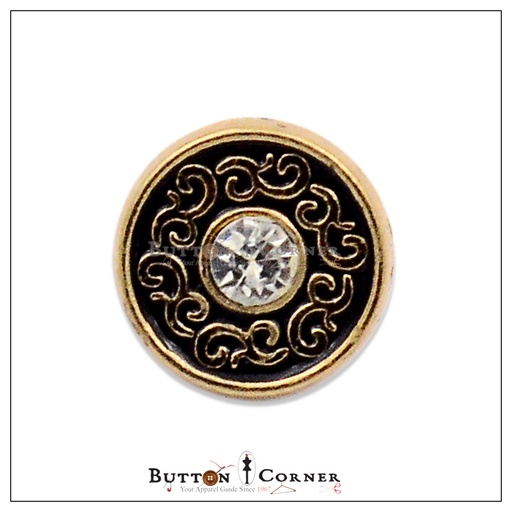 [MBA802 BLACK GOLD] Center Stone Design Shank Button
