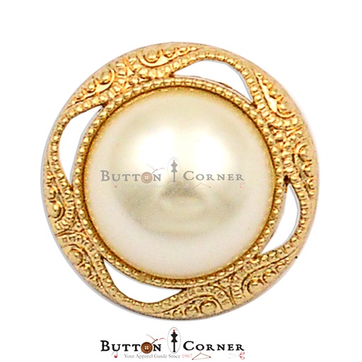 [MBSJ1012-GOLD WHITE] Round With Pearl Metal Suiting Button