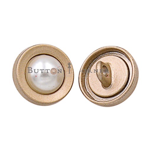[MBA2546-MATT GOLD] Round Shape Centre Pearl Metal Suiting Button