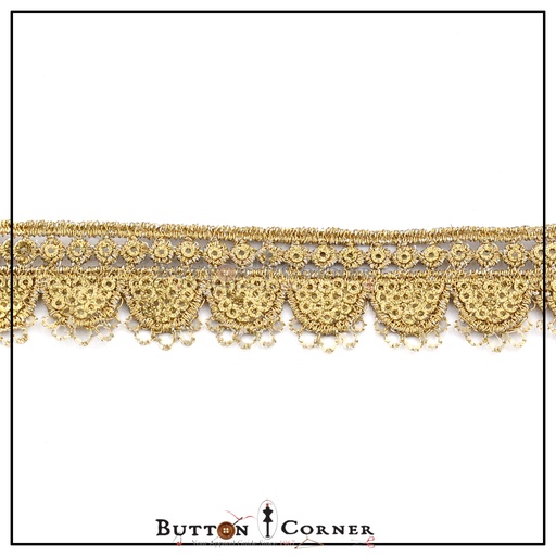 [ALN350 GOLD] Metallic Yarn Zari Sequence Lace
