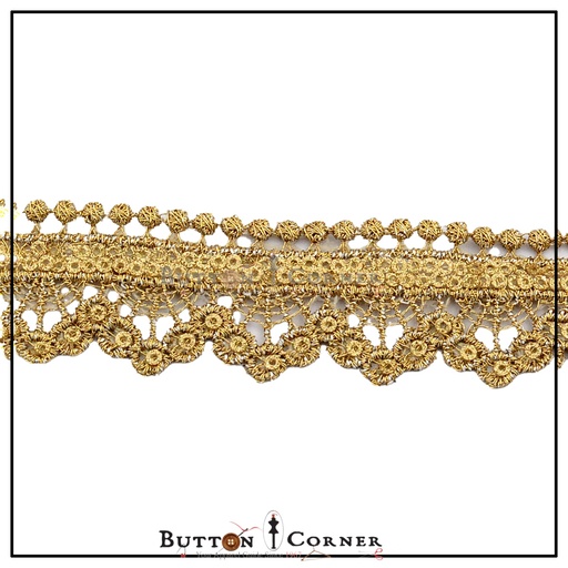 [ALN351-GOLD] One Side Border Sequence Lace