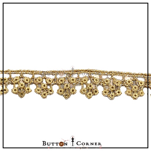 [ALN352-GOLD] One Side Border Shuttle Sequence Lace