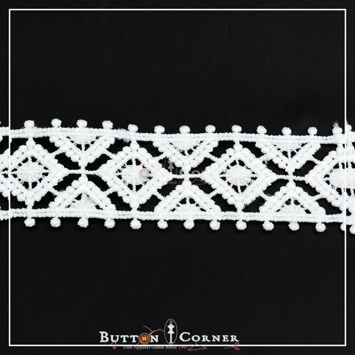 [D1978-WHITE] Double Side Border Shuttle Lace