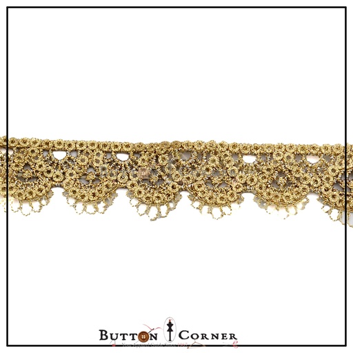 [ALN353-GOLD] Metallic Yarn Zari Sequence Lace