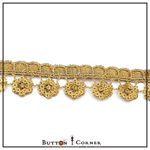 [ALN356-GOLD] Metallic Yarn Zari Sequence Lace