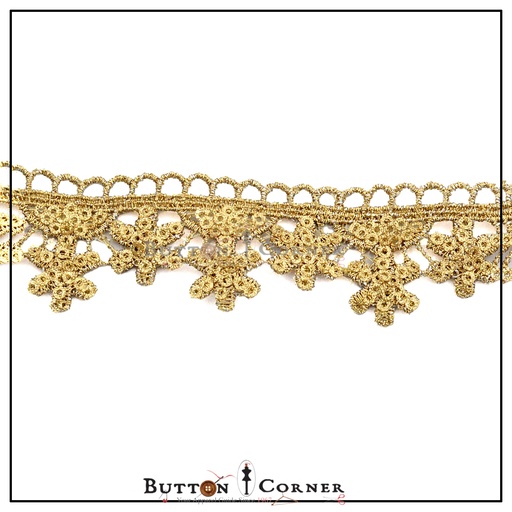 [ALN358-GOLD] One Side Border Sequence Lace