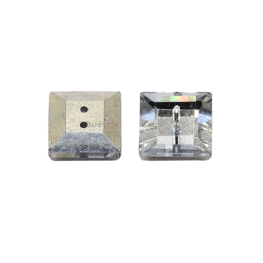 [CR01-1-CRYSTAL WHITE] Square Shape 2 Hole Crystal Button